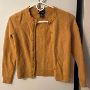 C BY BLOOMINGDALES CASHMERE CREWNECK 100% CASHMERE CARDIGAN 2 PLY - SIZE S
